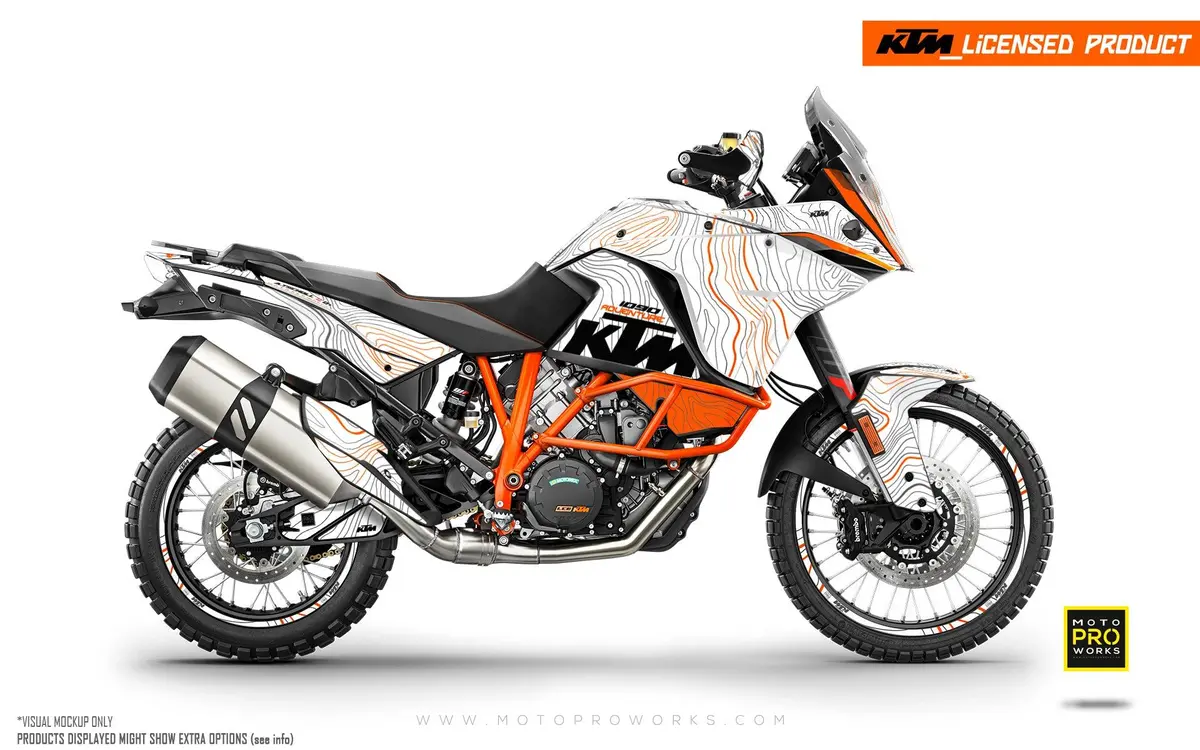 Ktm 1050 Adventure Graphics - "Topography" (White/Orange) 1