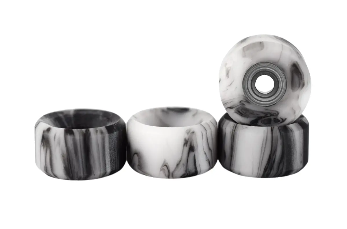 Apex Slim Bowl Wheels - 61D Urethane - Abec-9 Bearings - "Grey & White Swirl" 1