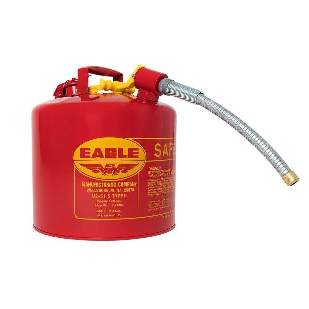 Type Ii Safety Can, 5 Gal. Red With 7/8" O.D. Flex Spout 1