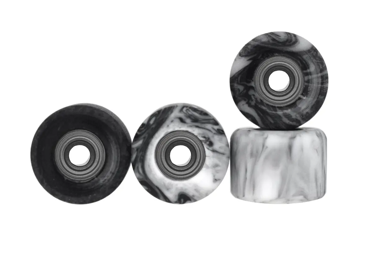 Apex Shorty Wheels - 61D Urethane - Abec-9 Bearings - "Grey & White Swirl" 1