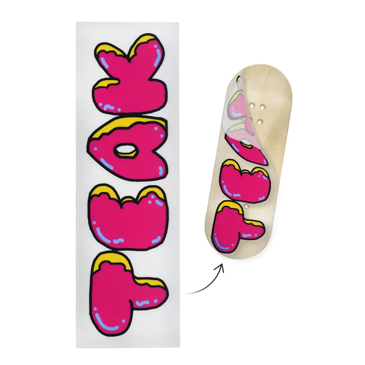"Donut Teak Logo, White" Deck Graphic Wrap (Transparent Background) - 35Mm X 110Mm 1