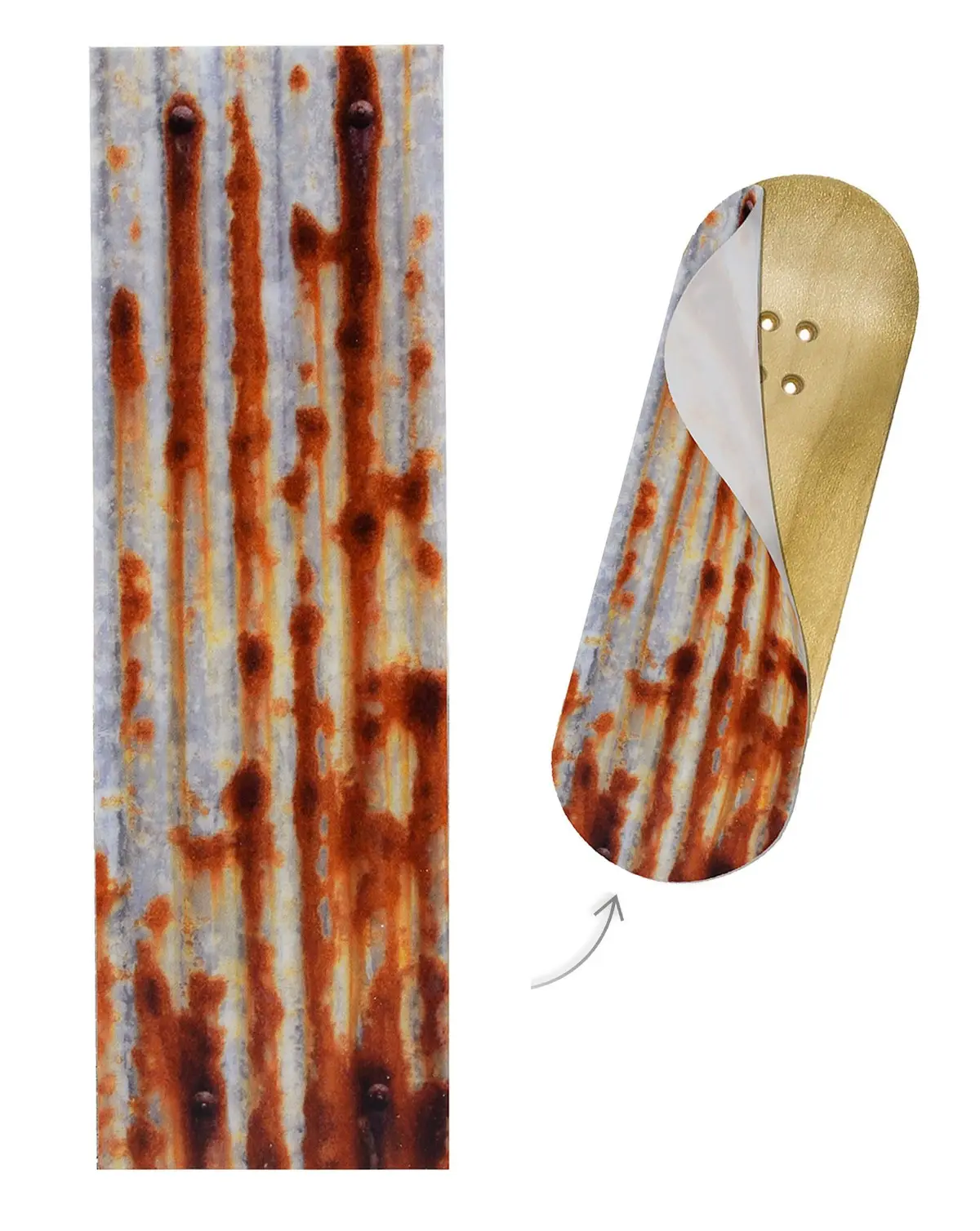 Teak Swap Fingerboard Deck & Graphic Wrap - "Rusty Metal" - 32Mm X 97Mm 2