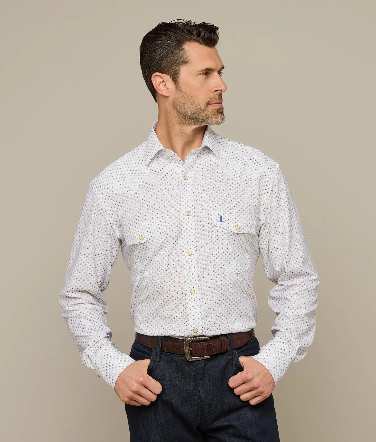 El Paso Cowboy Fit :: Blue-White With Navy Diamonds 1