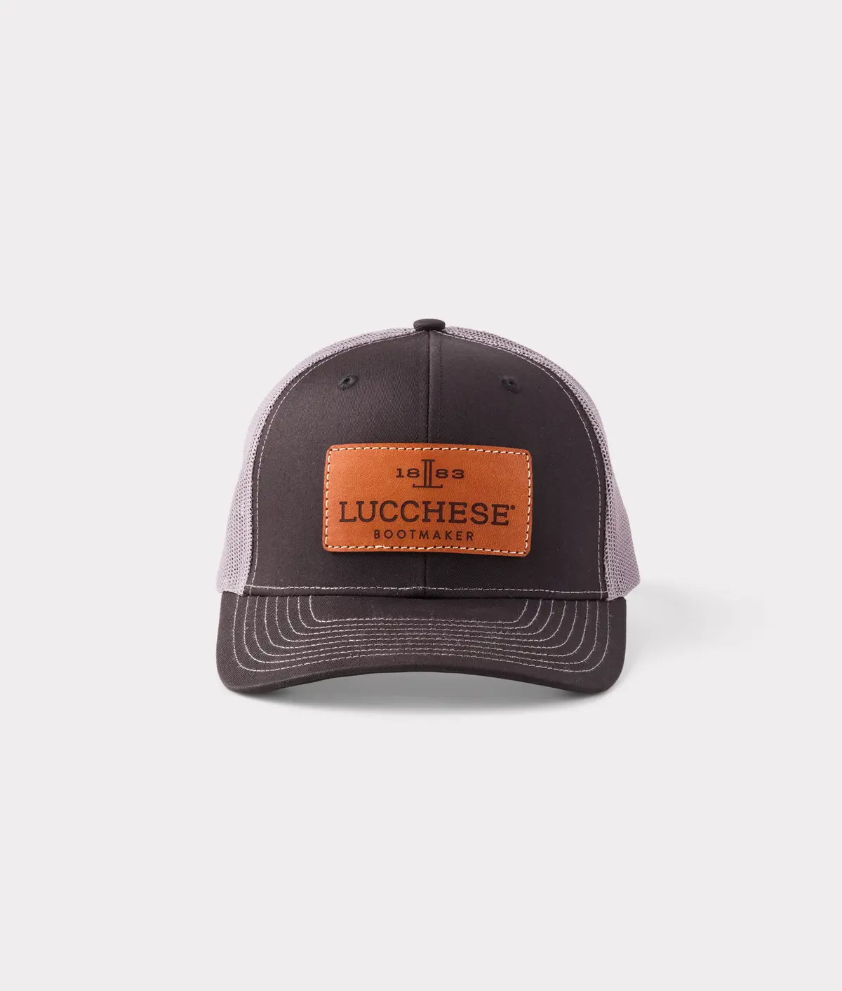 Leather Patch Cap :: Black + Charcoal 1