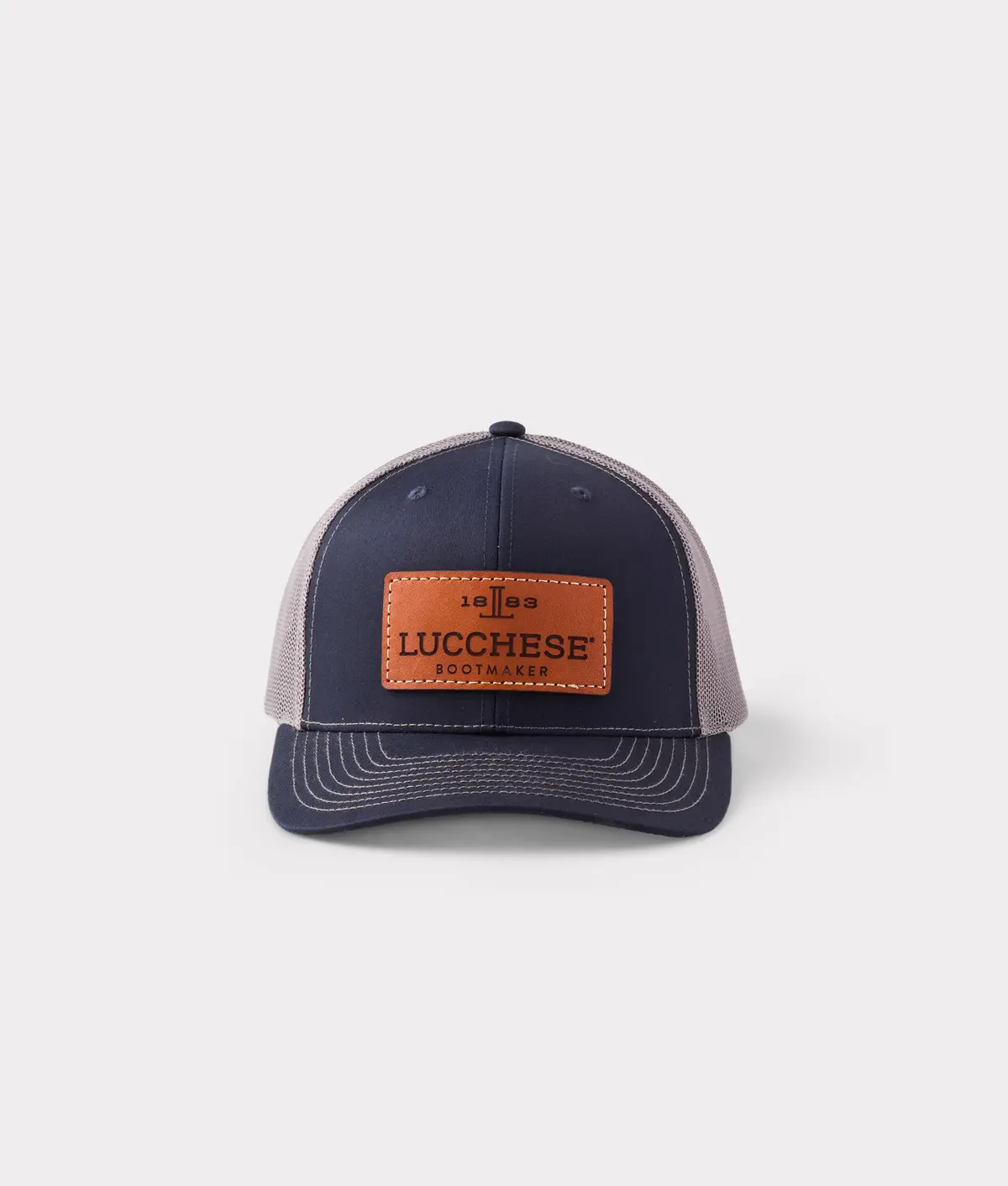 Leather Patch Cap :: Navy + Charcoal 1