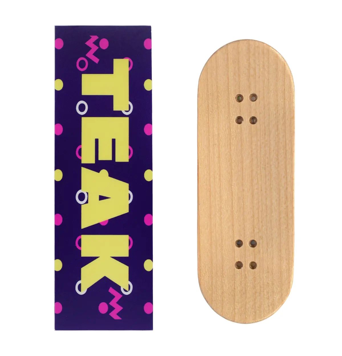 Teak Swap Fingerboard Deck & Graphic Wrap - "Confetti Teak Logo" - 32Mm X 97Mm 1