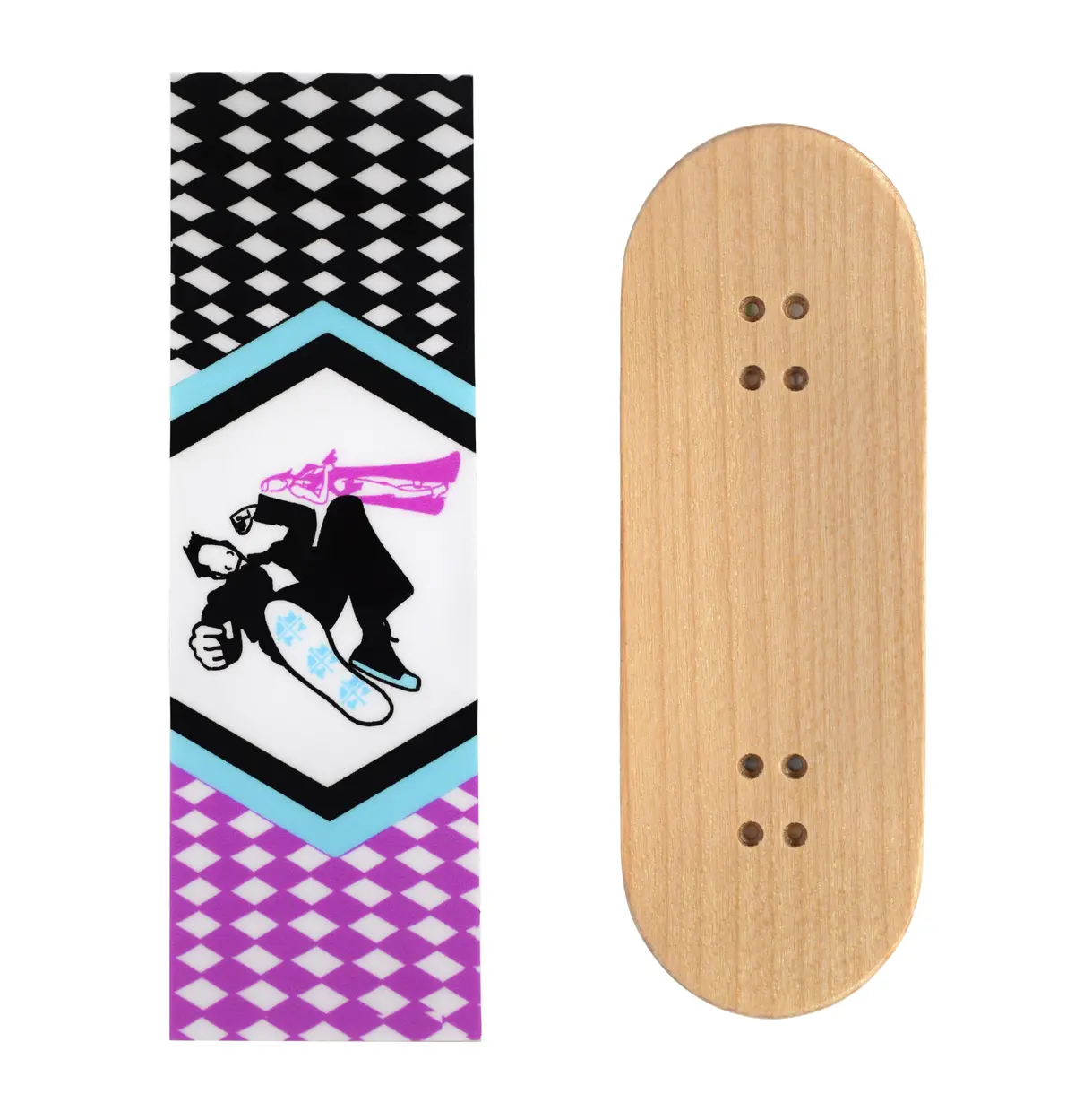 Teak Swap Fingerboard Deck & Graphic Wrap - "Spies" - 32Mm X 97Mm 1