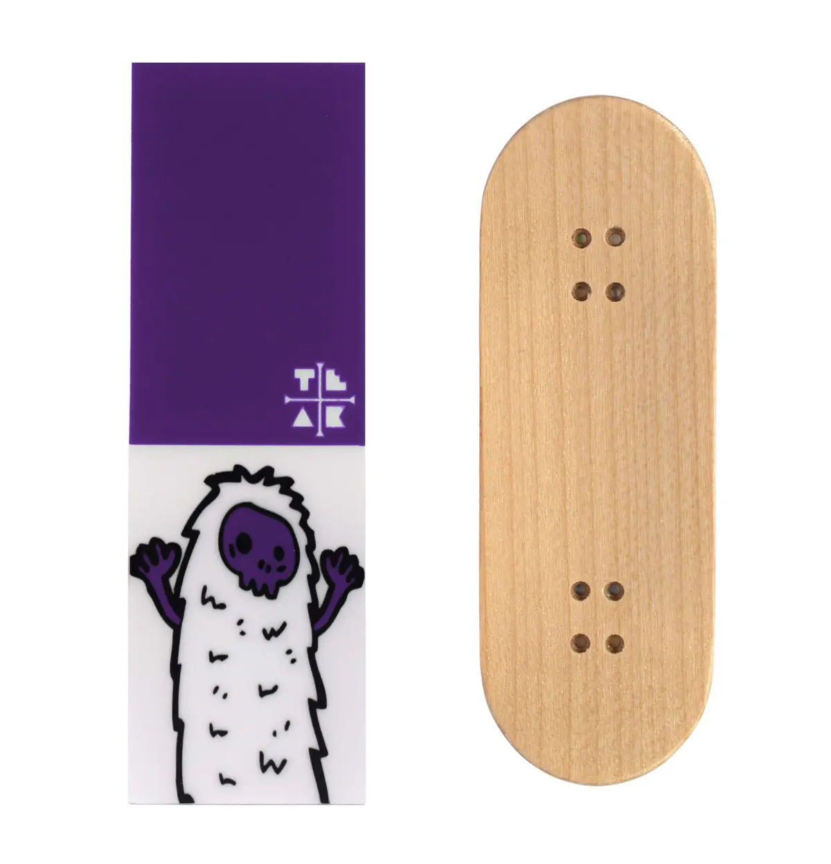Teak Swap Fingerboard Deck & Graphic Wrap - "Purple Yeti" - 32Mm X 97Mm 1