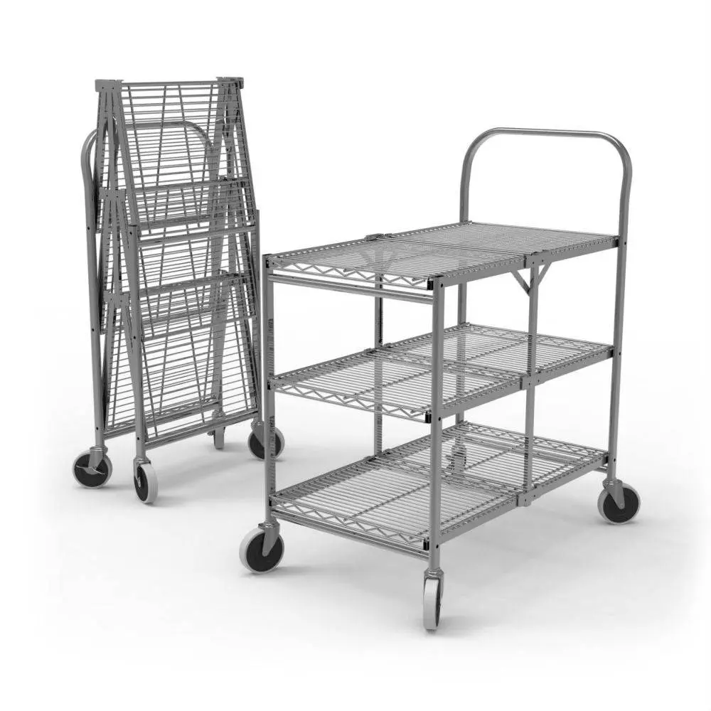 Three-Shelf Collapsible Wire Utility Cart 1