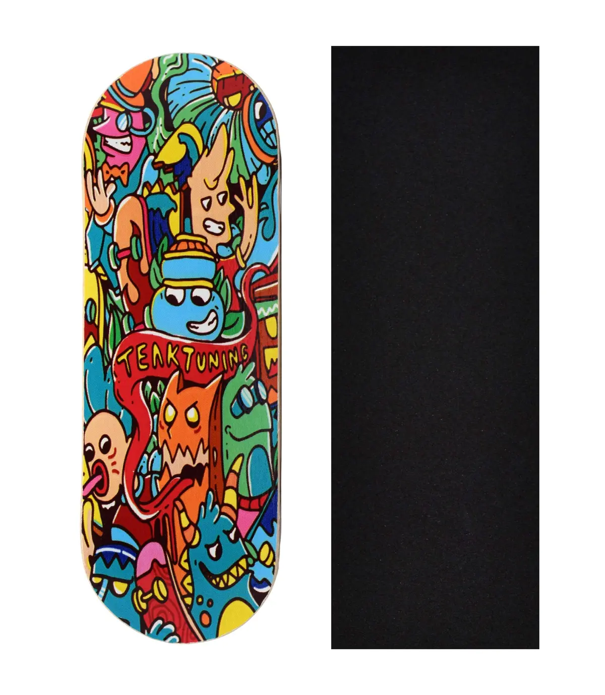Heat Transfer Graphic Wooden Fingerboard Deck, "Bubble Bushings & Monsters" - 32Mm X 97Mm 1