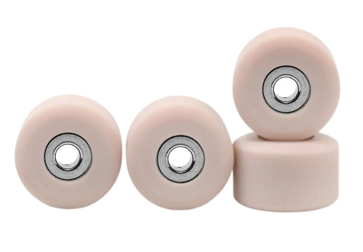 Apex 71D Urethane Fingerboard Wheels, New Street Shape, Ultra Spin Bearings - Coyote Tan Colorway - Set Of 4 1