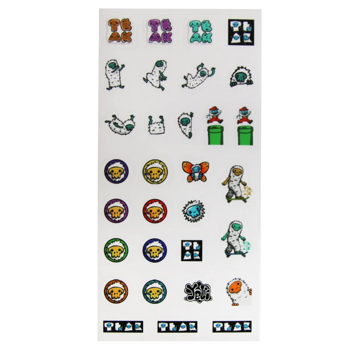 Teak Mini Stickers Sheet - Yeti Takeover Edition - 31 Premium Glossy Mini Stickers 1