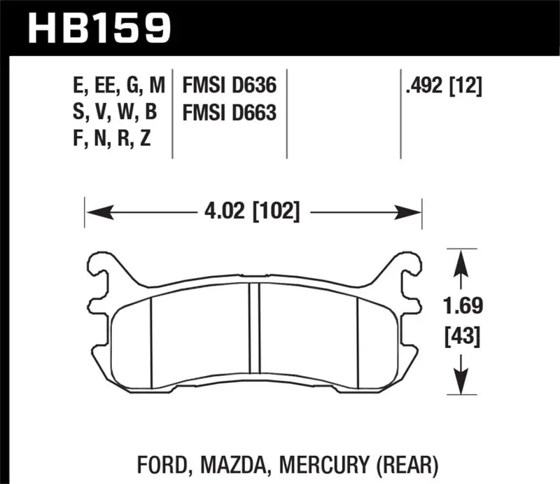 Hawk 97-02 Ford Escort/98-03 Zx2 / 94-97 & 99-05 Mazda Miata Dtc-30 Race Rear Brake Pads 1