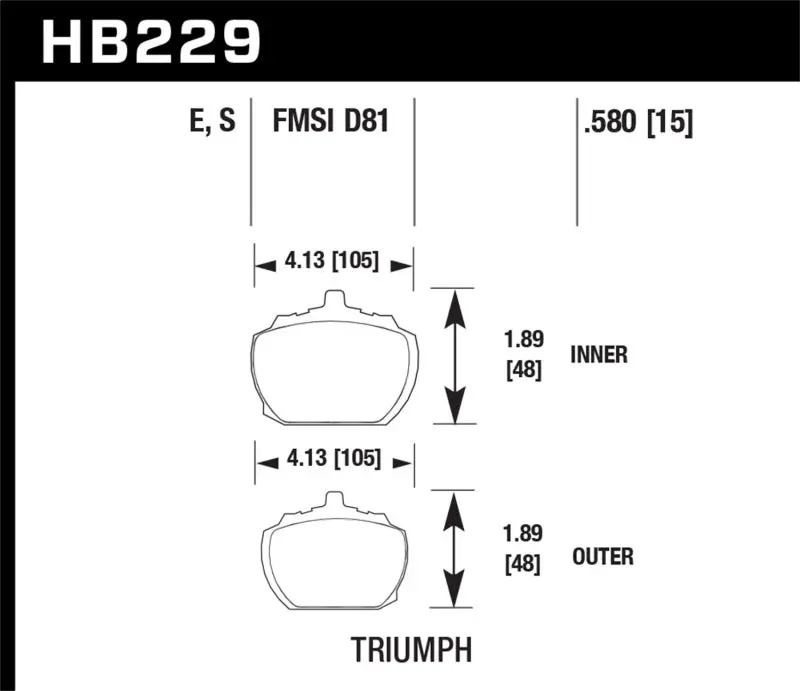 Hawk Performance Blue Race Brake Pads For 1970–1973 Triumph Stag – Front Axle (Part #9012) 1