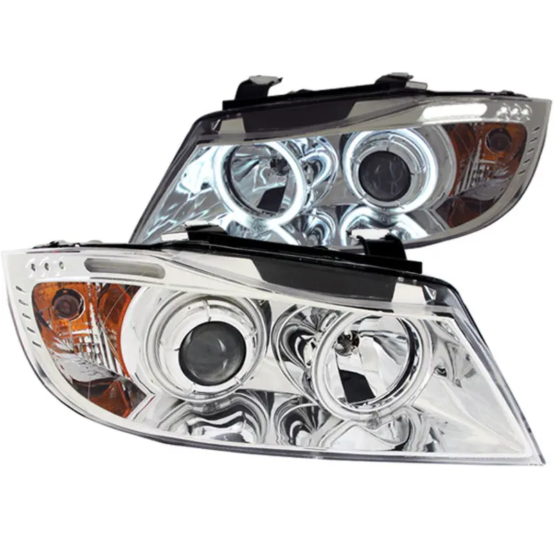 Anzo 2006-2008 Bmw 3 Series E90-E91 Projector Headlights W/ Halo W/ Led Bar Chrome (Ccfl) 1